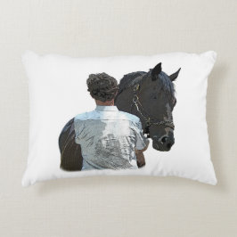 Man Holding Paard Licht Sierkussen Accent Kussen