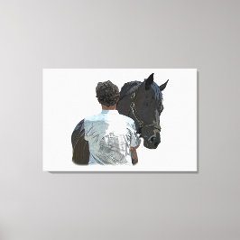 Man Holding Paard Licht Uitgerekt Canvas Print