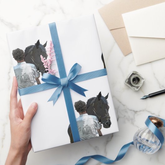 Man Holding Paard Licht Wrapping Papier (Geschenken)