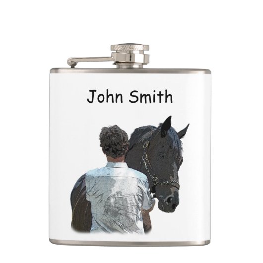Man Holding Paard Lichte Drink Flask Heupfles (Voorkant)