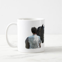 Man Holding Paard Lichte Koffie Mok