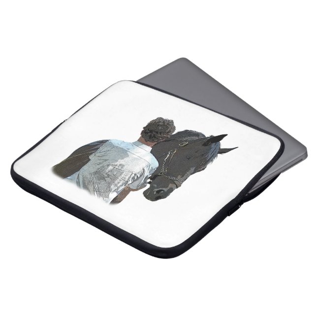 Man Holding Paard Lichte Laptop Sleeve (Voorkant top)