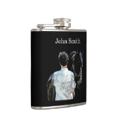 Man Holding Paarden Donkere Drink Kolf Heupfles (Rechts)