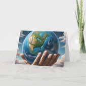 Man Holding Planet Earth voor Earth Day Kaart (Voorkant)