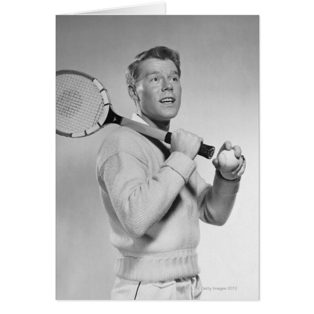 Man Holding Tennis Racket (Voorkant)