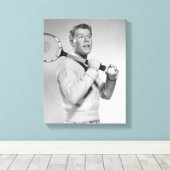 Man Holding Tennis Racket Canvas Afdruk (Insitu (Houten vloer))
