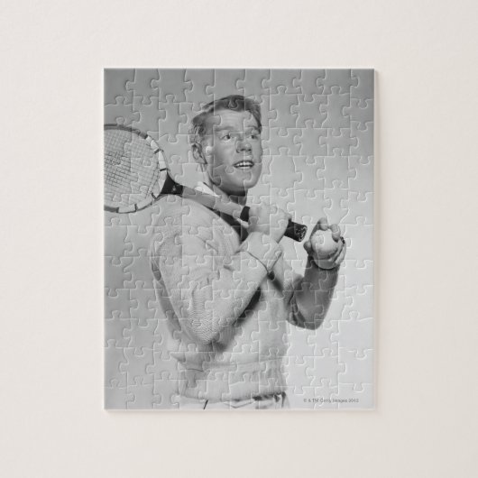 Man Holding Tennis Racket Legpuzzel (Verticaal)