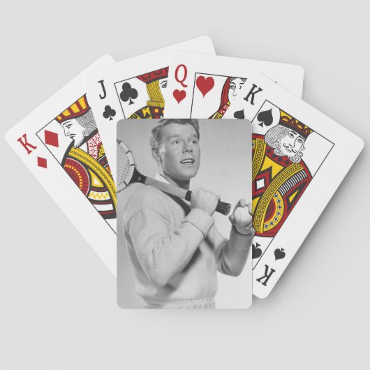 Man Holding Tennis Racket Speelkaarten (Achterkant)