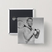 Man Holding Tennis Racket Vierkante Button 5,1 Cm (Voorkant /achterkant)