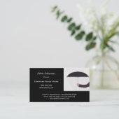 Man Holding Umbrella Black White Professional Visitekaartje (Staand voorkant)