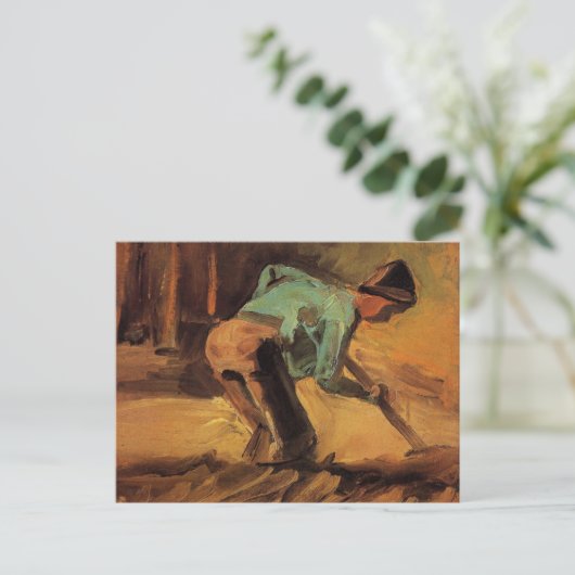 Man houdt op met stok, pade van Vincent van Gogh Briefkaart (Staand voorkant)