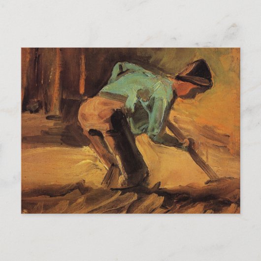 Man houdt op met stok, pade van Vincent van Gogh Briefkaart (Voorkant)