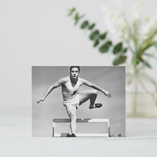 Man Hurdling Briefkaart (Staand voorkant)