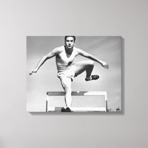Man Hurdling Canvas Afdruk