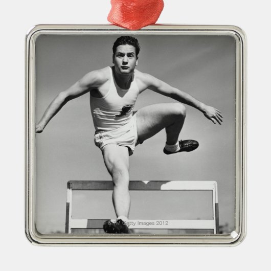 Man Hurdling Metalen Ornament (Voorkant)
