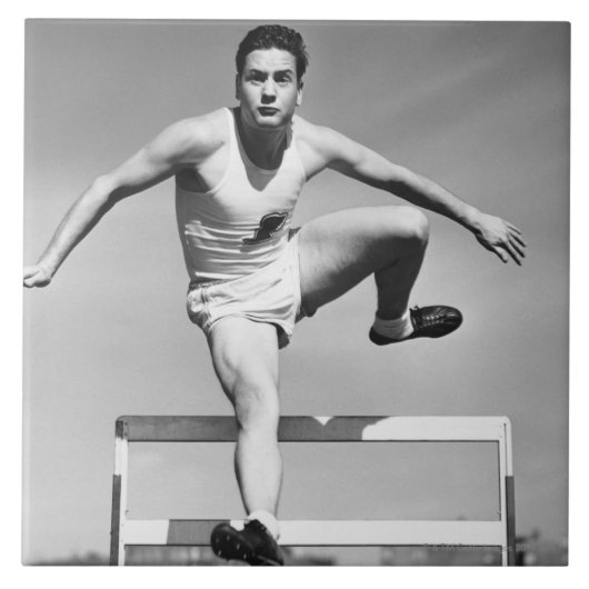 Man Hurdling Tegeltje (Voorkant)
