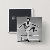 Man Hurdling Vierkante Button 5,1 Cm (Voorkant /achterkant)