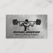 Man hurkt bij zware gewichten | Metallic Grunge Klantenkaartje (Voorkant)