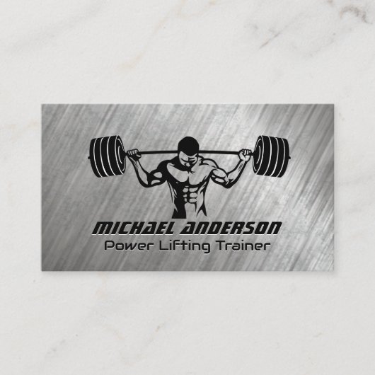 Man hurkt bij zware gewichten | Metallic Grunge Klantenkaartje (Voorkant)