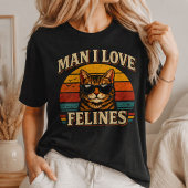 Man I Love Felines Retro Sunset Kat T-shirt