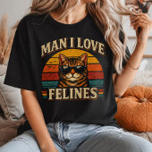 Man I Love Felines Retro Sunset Kat T-shirt
