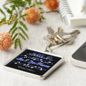 Man Ik hou van bloemen Blauwe tekst Sleutelhanger (Zijkant)