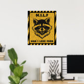 Man Ik Hou Van Eten Wasbeer Grappig Poster (Thuiskantoor)