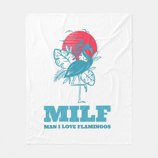 Man Ik Hou Van Flamingo's Fleece Deken (Voorkant)