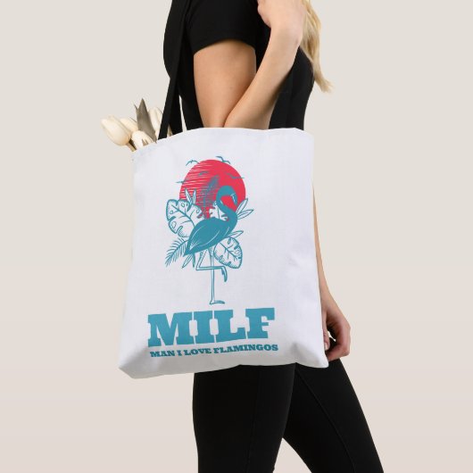 Man Ik hou van flamingos Tote Bag (Dichtbij)