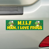 man Ik hou van kikkers Bumpersticker (Op auto)