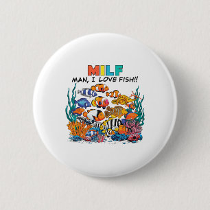 Man Ik Hou Van Vis Fun Aquarium Liefhebber Vissers Ronde Button 5,7 Cm