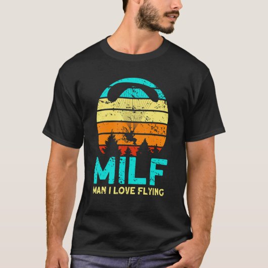 Man Ik Hou Van Vliegen Paramotor Piloot Paramotori T-shirt (Voorkant)