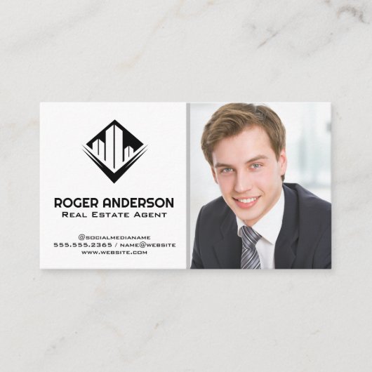 Man in Business Suit | Logo onroerend goed Visitekaartje (Voorkant)