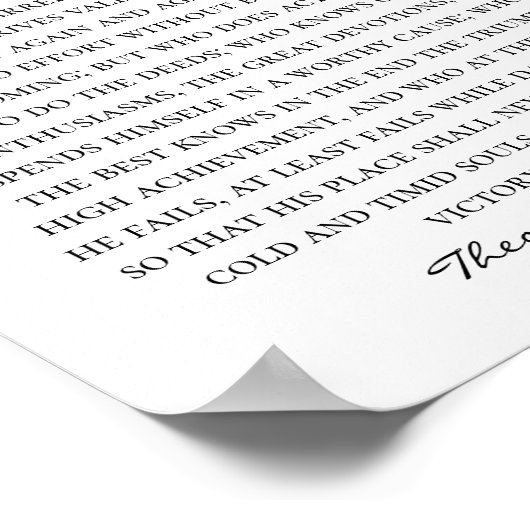 Man in de Arena Speech Theodore Roosevelt Quote Poster (Hoek)