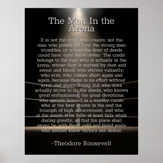 Man in de Arena - Theodore Roosevelt Quote Poster (Voorkant)
