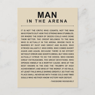 Man in de arena - veel gewend aankondigingskaart