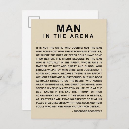 Man in de arena - veel gewend aankondigingskaart (Voorkant / Achterkant)