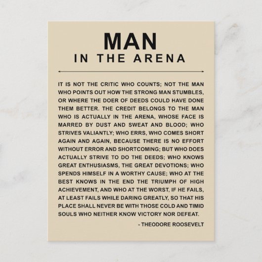 Man in de arena - veel gewend aankondigingskaart (Voorkant)