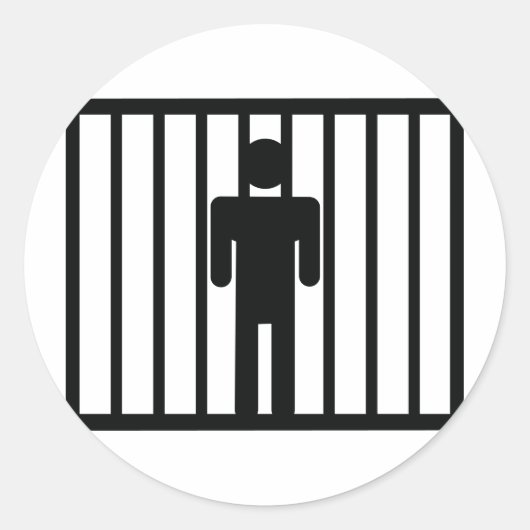 man in de gevangenis ronde sticker (Voorkant)