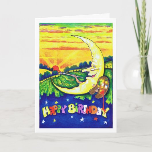 Man in de het Schilderen van de Maan Kaart van de (Voorkant)