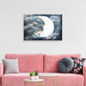 Man in de maan canvas afdruk (Insitu (Woonkamer))