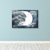 Man in de maan canvas afdruk (Insitu (Houten vloer))