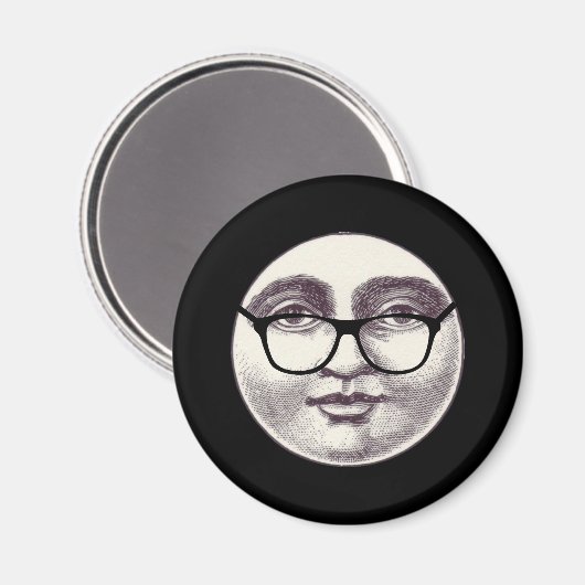 man in de maan full face bril zwart Wh Magneet (Voorkant / Achterkant)