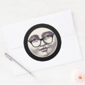  man in de maan full face bril zwart Wh Ronde Sticker (Envelop)