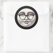  man in de maan full face bril zwart Wh Ronde Sticker (Tas)