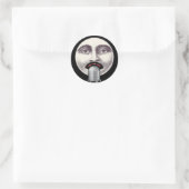man in de maan full face microfoon zwart ronde sticker (Tas)