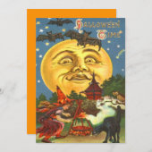 Man in de maan heks zwarte kat vleermuis sterren kaart (Voorkant / Achterkant)