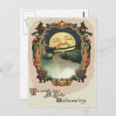 Man in de maan Jack o lantaarn heks Briefkaart (Voorkant / Achterkant)