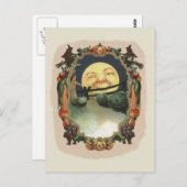 Man in de maan Jack o lantaarn heks Briefkaart (Voorkant / Achterkant)