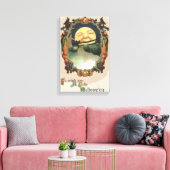 Man in de maan Jack o lantaarn heks Canvas Afdruk (Insitu (Woonkamer))